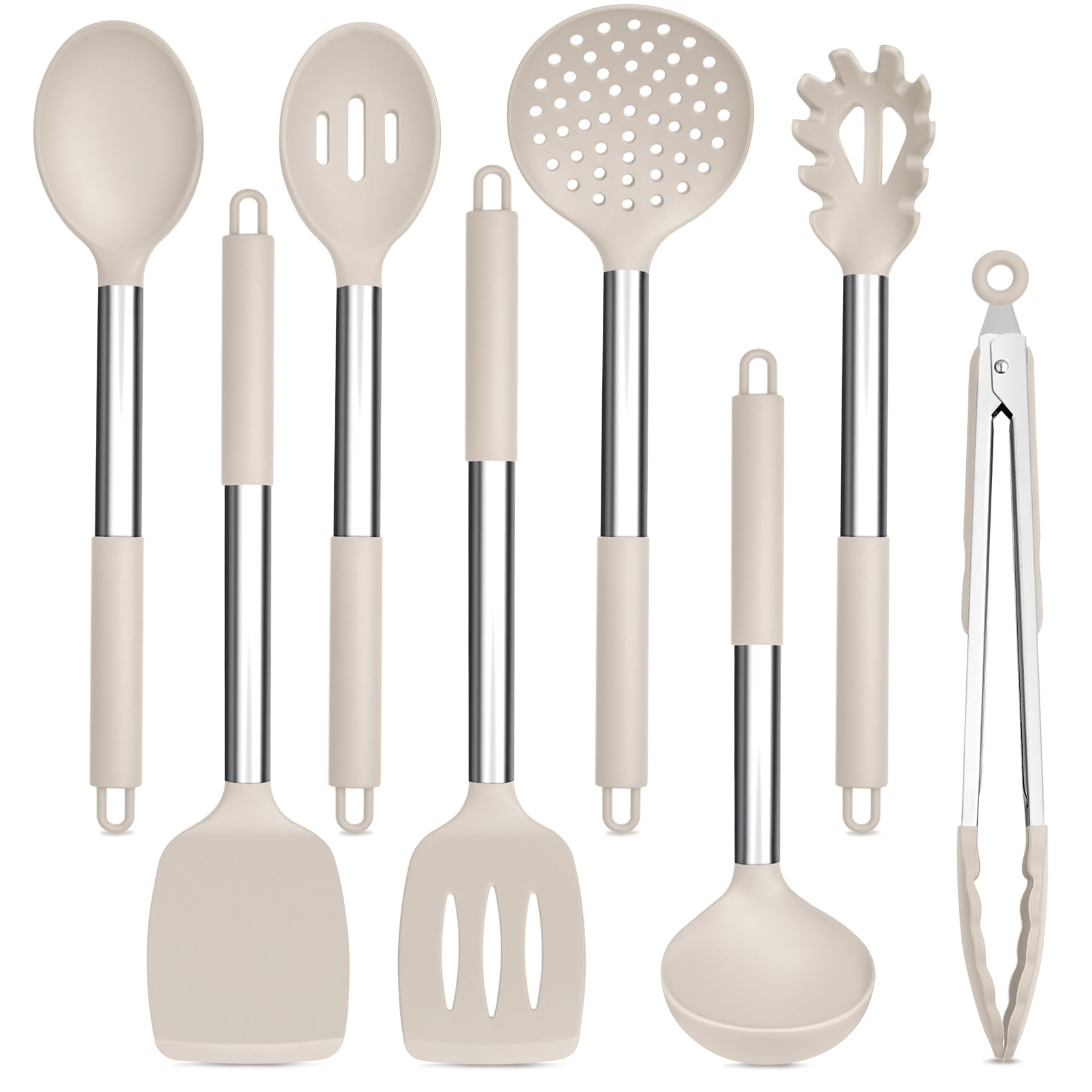 TeamFar Kitchen Utensils Set of 8, Silicone Utensils Kitchen Tools Set