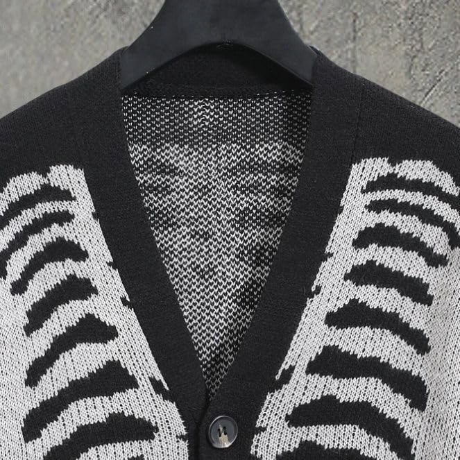 Fall Fashion Knit Cardigan Y2K Skull Print Long Sleeve Button Hip Hop Punk Casual Men's and Women Knitted Cardigan4