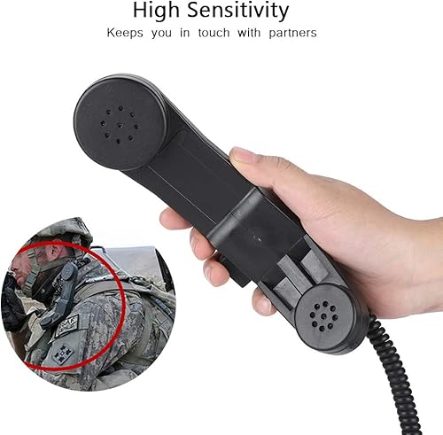 Miniatura 3 de Qiilu Micrófono de hombro PTT, 0.138 in Plug Handheld Speaker Mic HiFi Sound Shoulder o Handheld Retro Teléfono Auricular (negro)