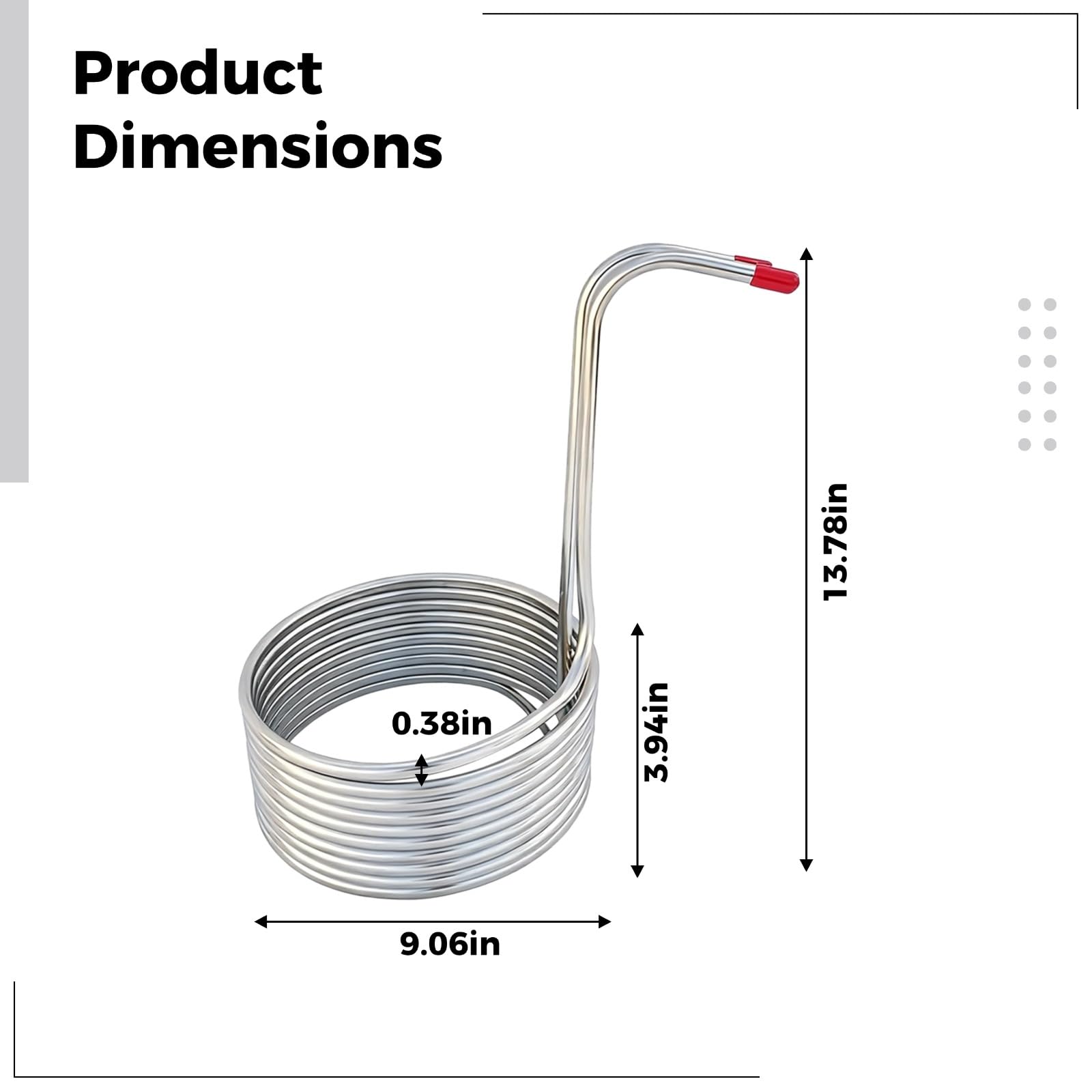 Generisch 304-Edelstahl-Kühlspirale, Tauchkühler für Würze mit 0,4 Zoll, 1 cm Durchmesser, für Home Brewing, schnelles Kühlen von Bier, kompaktes Design, 13,8 Zoll, 35 cm Höhe