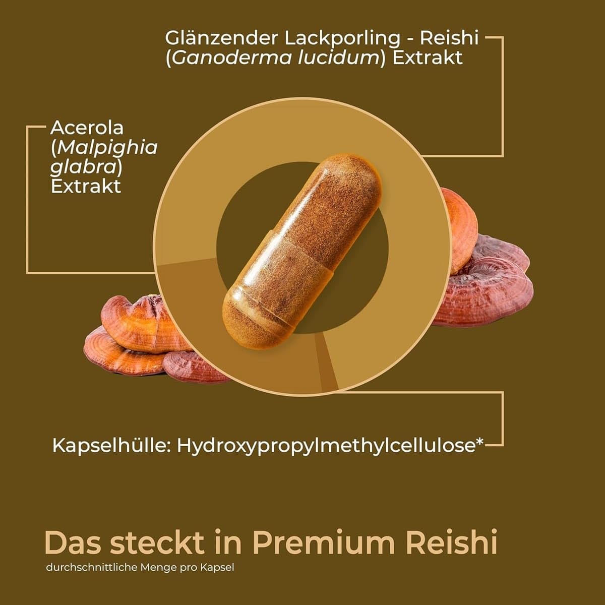 Viktilabs© - Premium Reishi Kapseln mit Vitamin C – Hochdosiert mit 495 mg Reishi Extrakt je Kapsel | 70-Tage-Vorrat | Laborgeprüft | Entwickelt in Deutschland | Vitalpilz Extrakt ohne Zusätze