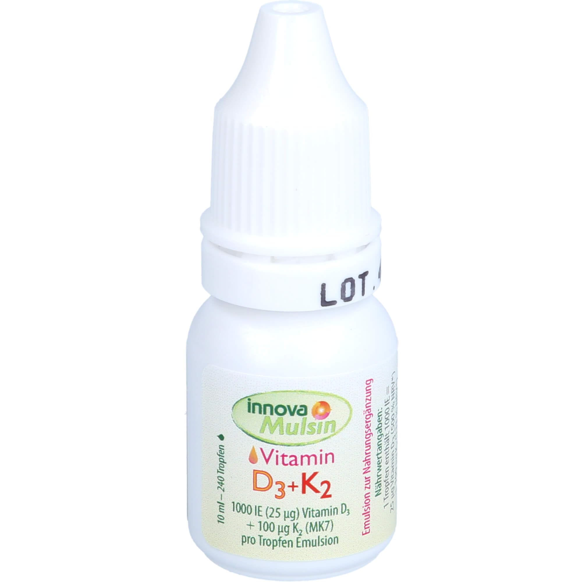 Vitamin D3 + K2 Tropfen | 100% Bioverfügbarkeit da Emulsion | ohne Farbstoffe | Deutschland