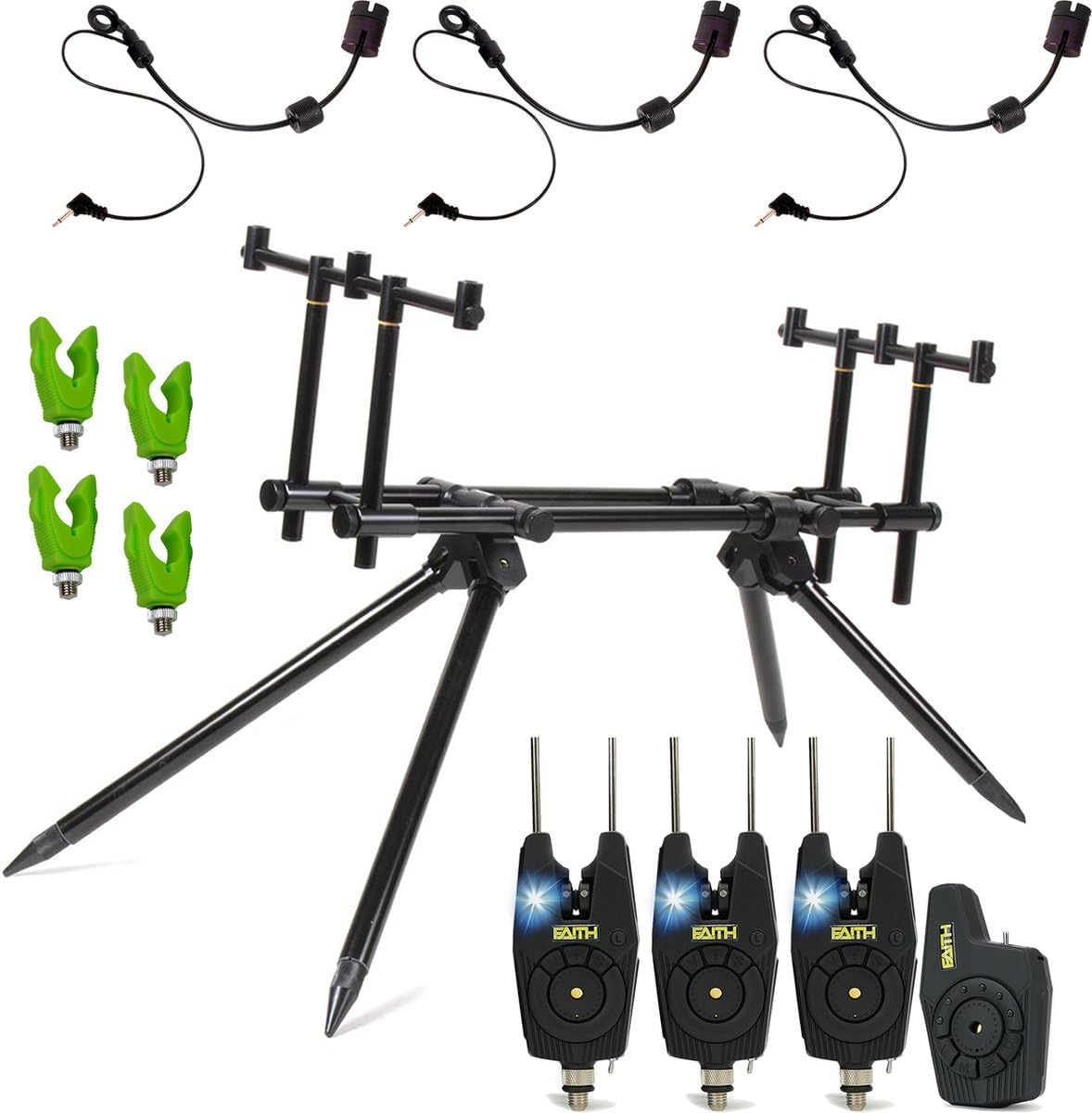 Faith VX3 Rodpod zestaw Deluxe - Rodpod Karp - Zestaw z czujnikami brań - wędkarstwo karpiowe