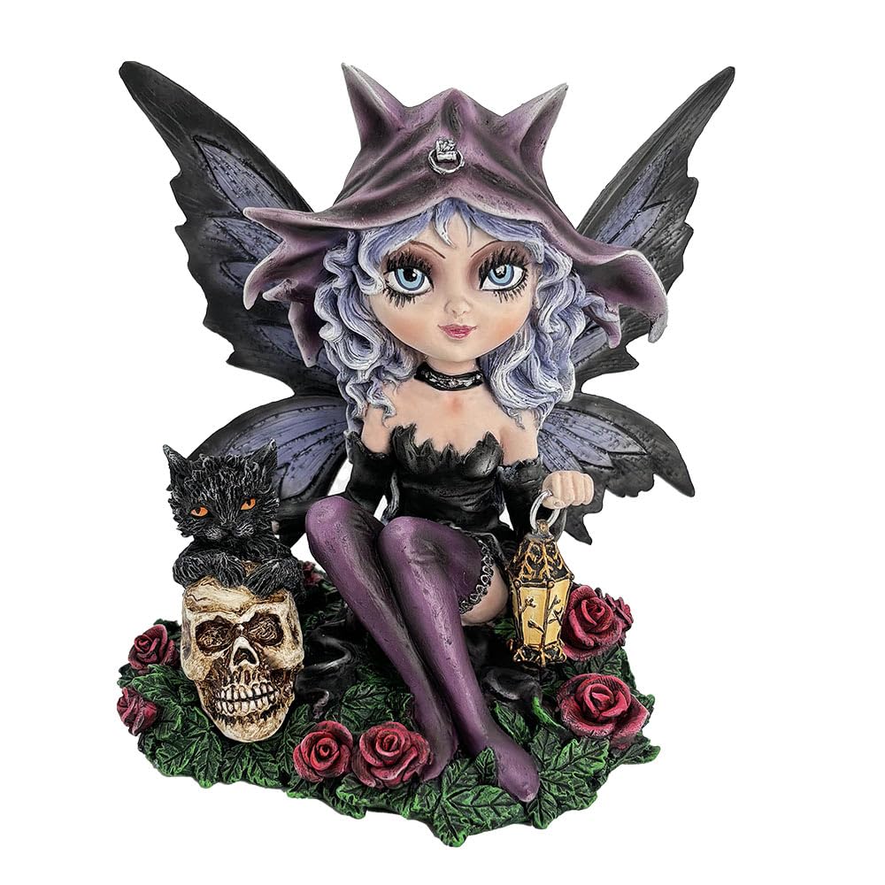 Nemesis Now Midnight Fae Gothic Fairy with Cat Figurine - IN STOCK