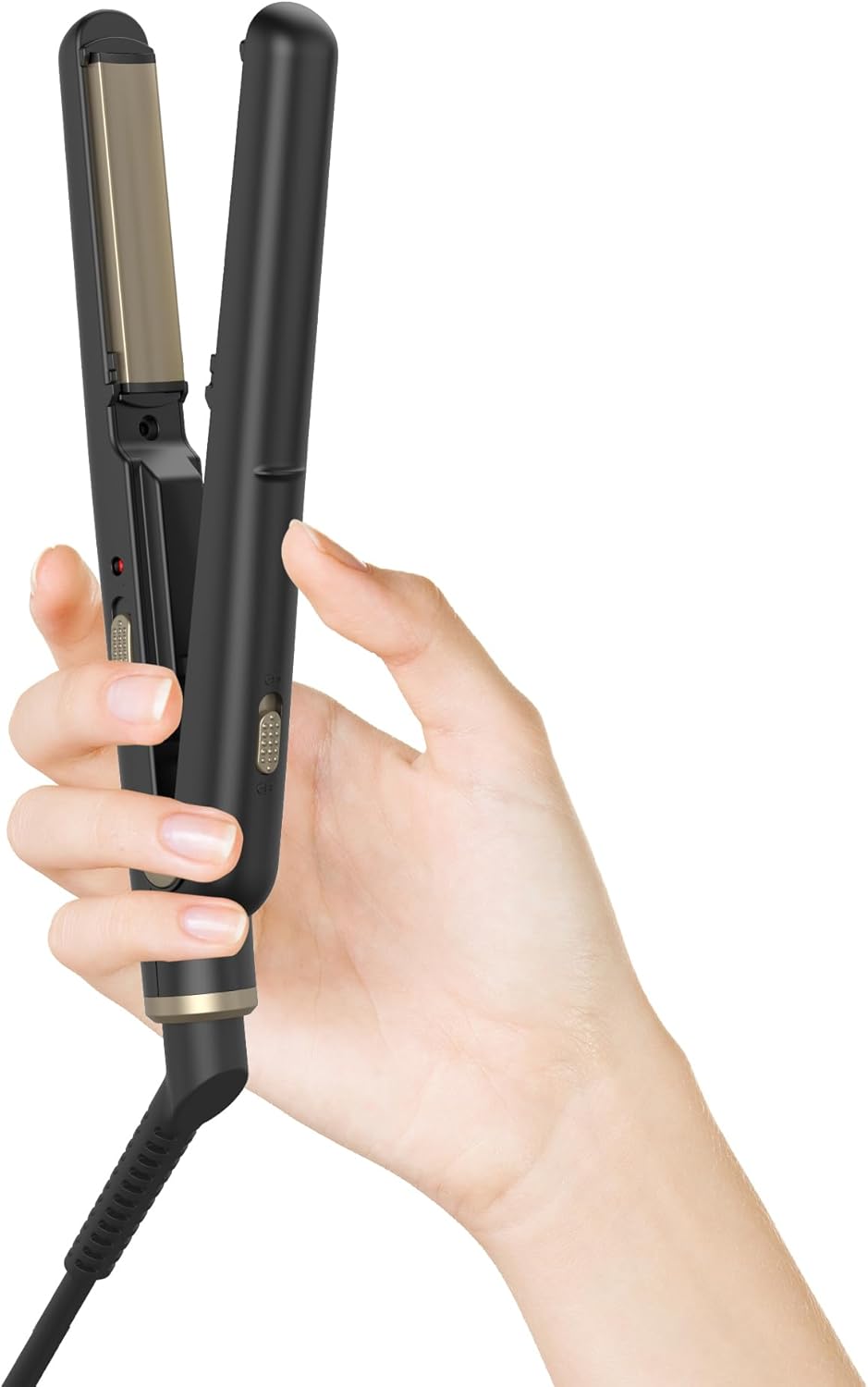 Mini-stijltang, mini-stijltang voor kort haar, 2-in-1, met 3D-keramische platen, universele spanning 100-240 V, automatische uitschakeling 60 minuten, compact reisdesign
