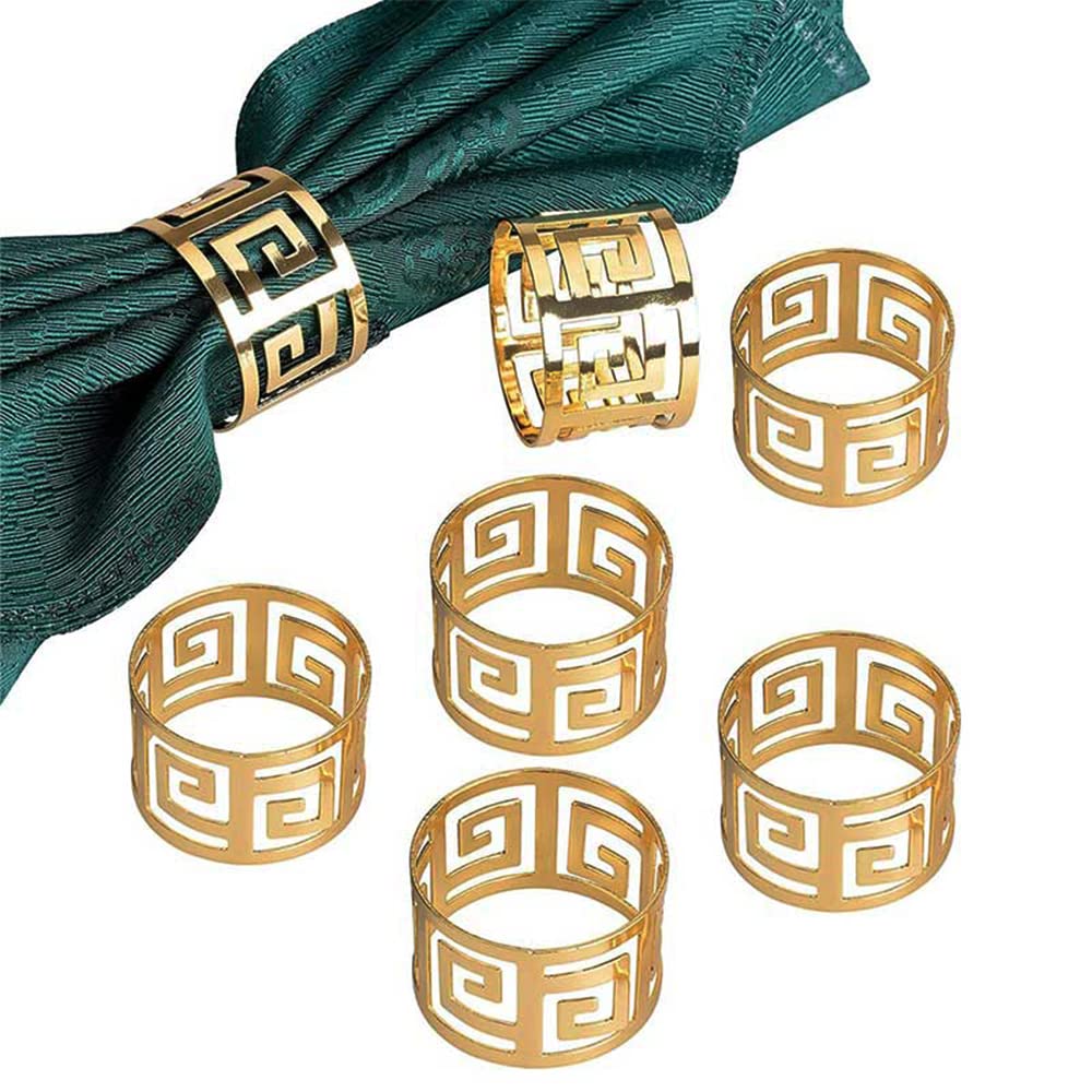 CENPEK 6Pcs Napkin Rings, Napkin Ring Holders for Dining, Anniversary, Birthday, Party of Table Setting, Table Decoration, Gold