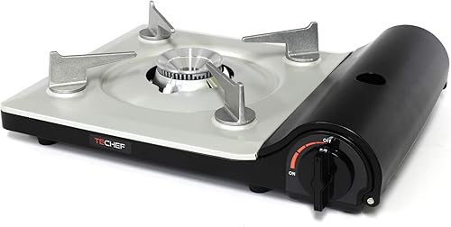 Miniatura 2 de TECHEF - AGNI - Quemador portátil de gas butano, estufa de emergencia, estufa de cocina de campamento + 4 recipientes de combustible, fabricado en