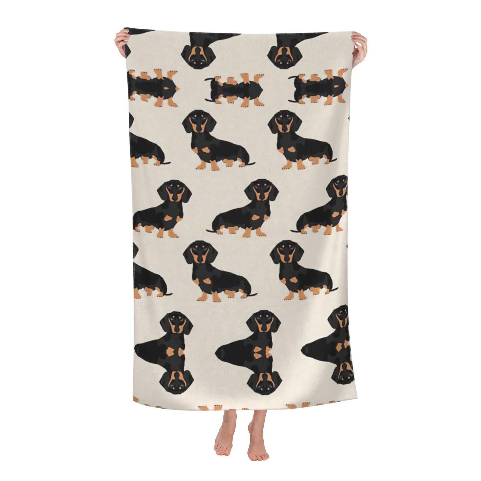 Oazcvbnn Women's White Dachshund Dog Print Adult Beach Towel Summer Travel Pool Vacation Swimming Fitness Outdoor Adventures