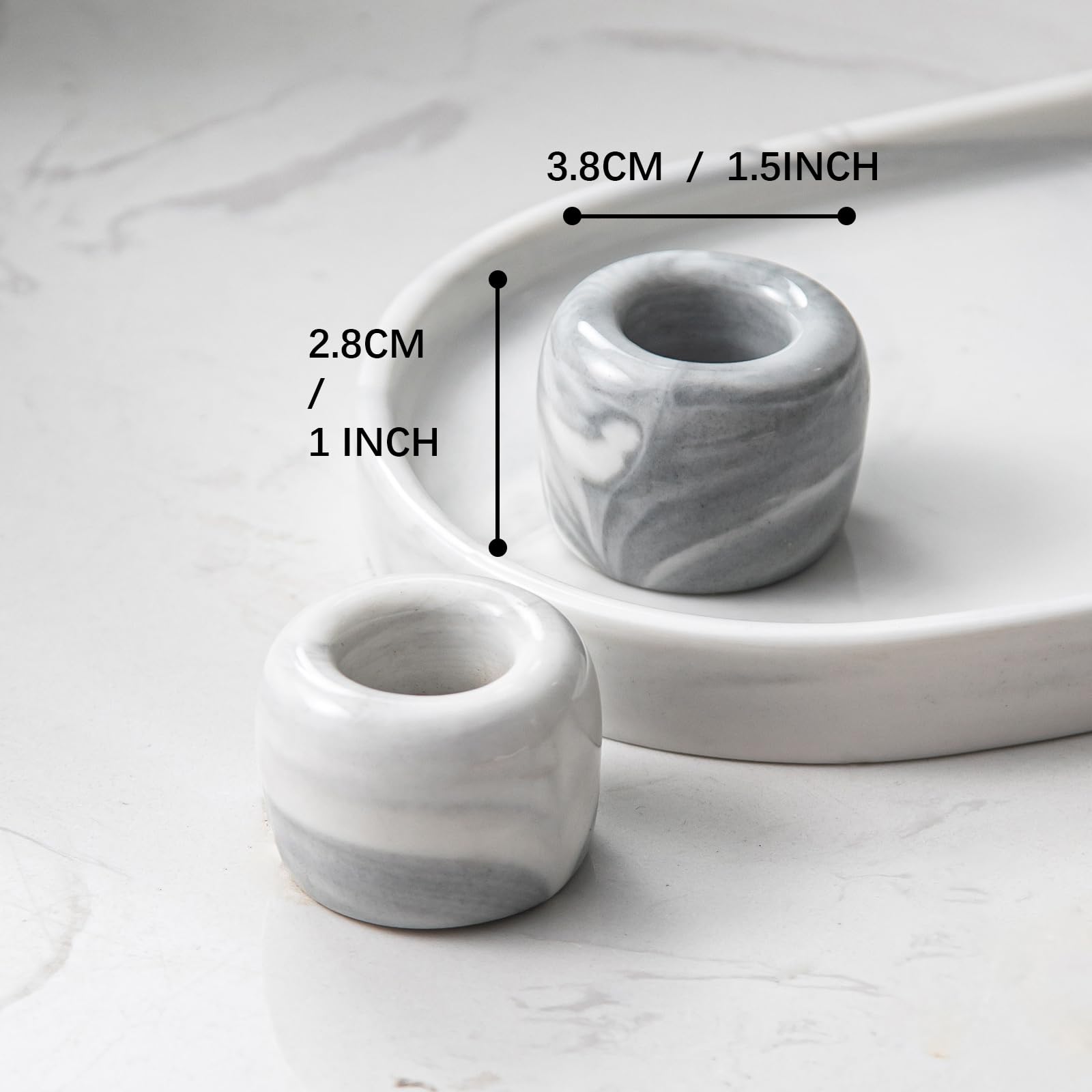 Yundu Mini Ceramics Toothbrush Holders Stand for Bathroom Vanity Countertops,Creative Marble Ceramics Toothbrush Holders Set of 2