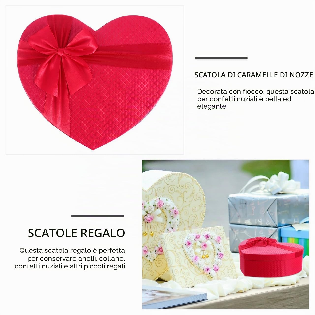 Bestonzon, scatola regalo per matrimonio, compleanno, scatola regalo, (rosso)