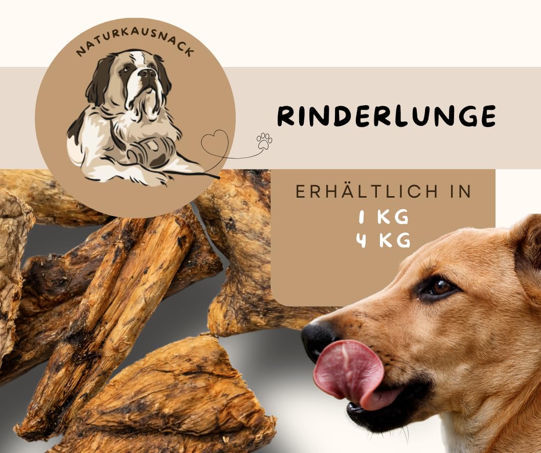 Warnick´s Tierfutterservice - Hundesnack - 2x1000g Rinderlunge fettarm – Naturkausnack 100 % Rind – schonend getrocknet, ohne Zusätze – leicht verdaulich & kalorienarm – ideale Belohnung (2kg)
