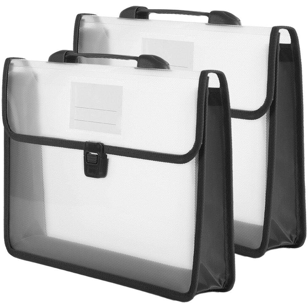 Sanfly Plastic Folder Poly Pockets Envelope 2pcs/set A4 Expanding File Folders with Handle Waterproof Document Organiser for Office