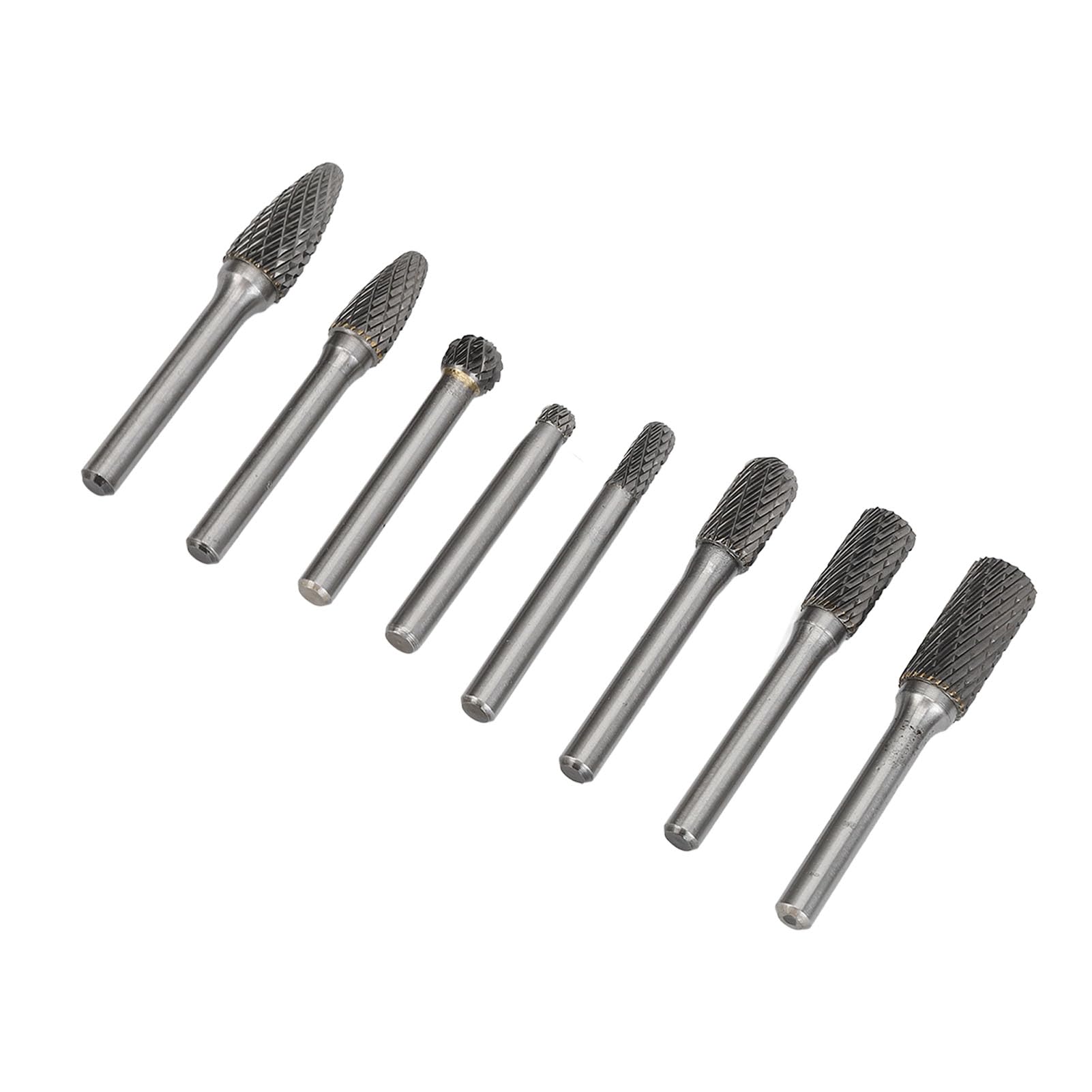 8 Uds fresas de carburo juego de fresas rotativas de acero de tungsteno de doble corte para Metal tallado en madera pulido fresado múltiples formas