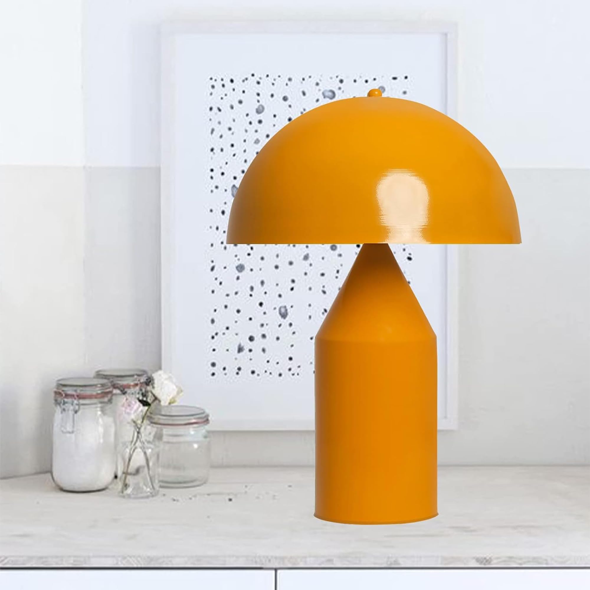 bamyum Lipeo Table Lamp, Mushroom Lamp UK Plug E27 Modern Desk Lamp UK Plug, Metal Bedside Lamps for Bedroom Living Room Office Study Room Library Reading Lamp, Nightstand Lamp, Yellow Mushroom Lamp