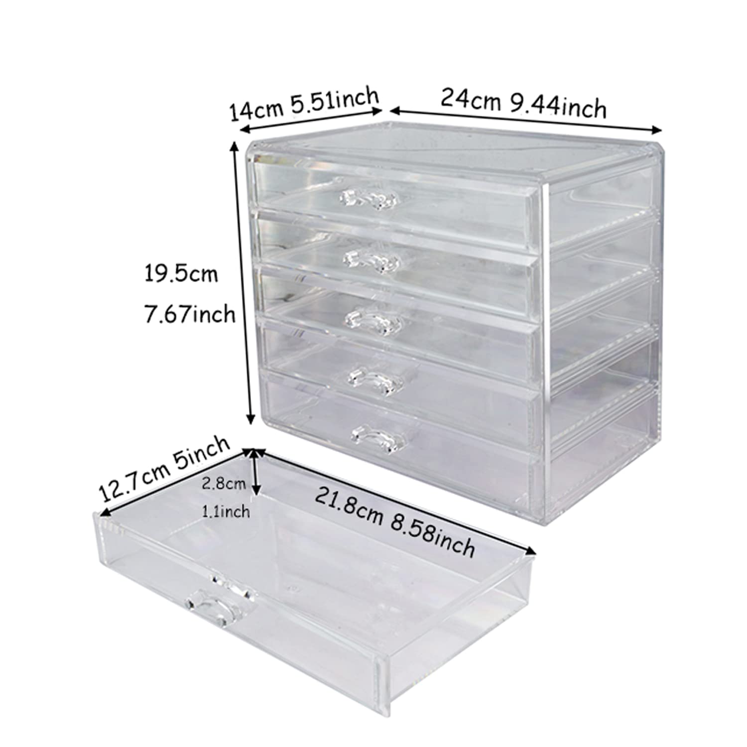 Guolich 5 Tier Nail Art Decoration Storage Box Transparent Acrylic Nail Art Jewelry Accessories Storage Box Rack Shelf Display Stand Holder for Cosmetic Jewelry