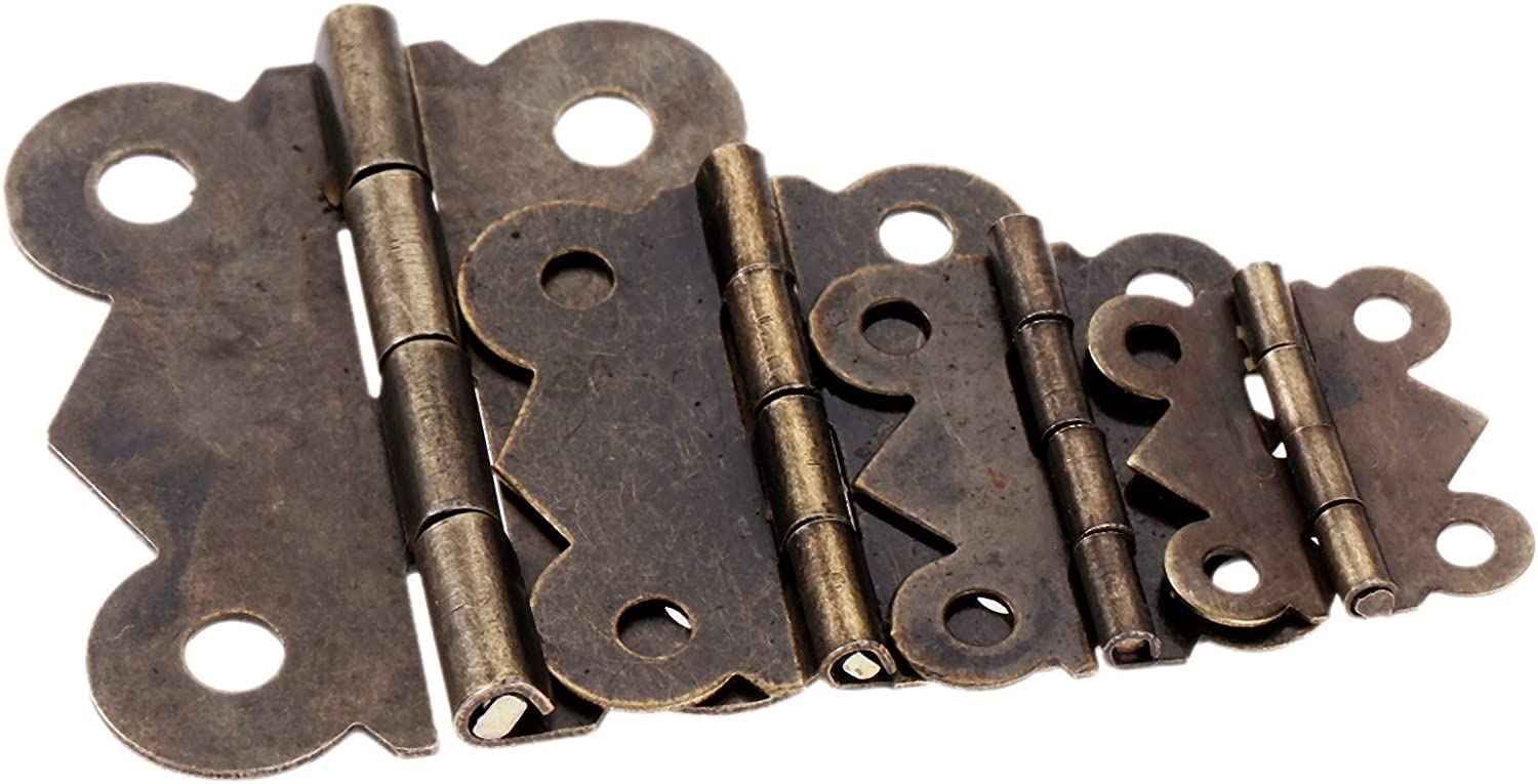Retro Decoration Hinges,Antique Hinge, 10Pcs Butterfly Door Bronze Cabinet Drawer Jewellery Box Decorate for Furniture Hardware with Screws Butt (Col(20x17mm 10pcs)