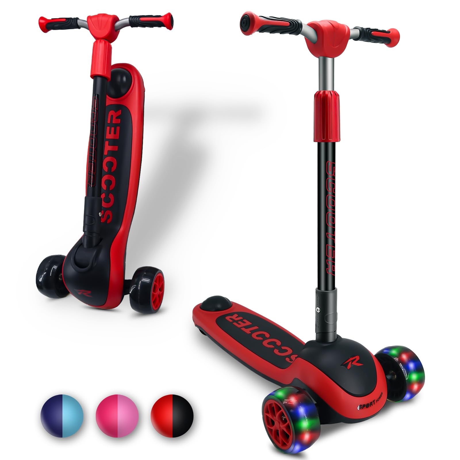 3 Wheels Scooter for Big Kids Teenagers Ages 6-18 Years Extral Wide Deck 4 Adjustable Height and Foldable Handlebar LED Flashing Glider Push Scooter Best Gifts for Boys Girls…