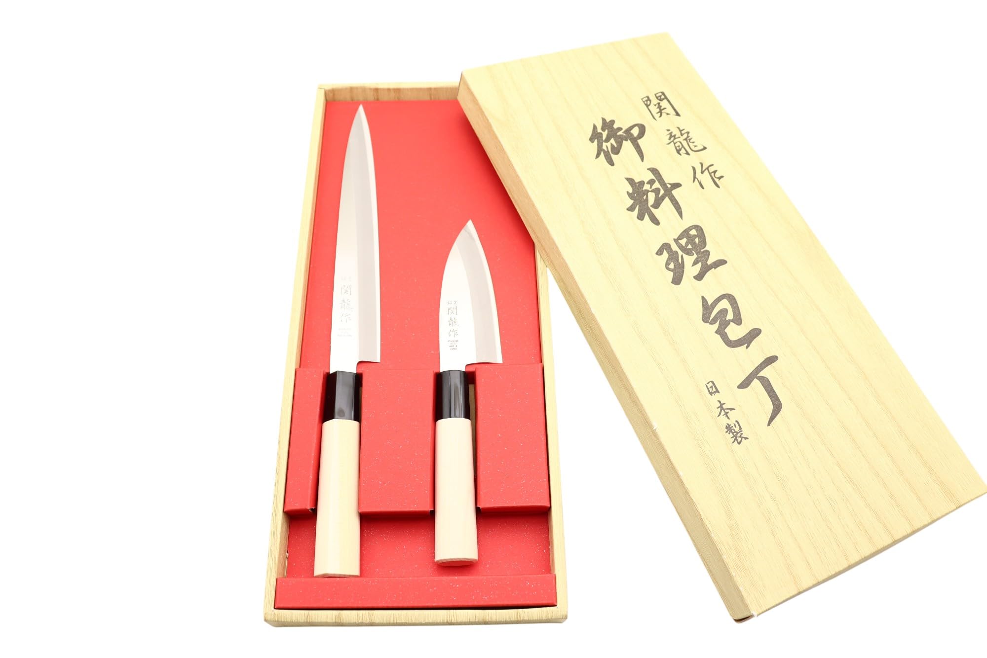 Cocktail7 - Juego de 2 cuchillos tradicionales japoneses especiales, juego de cuchillos Sashimi Yanagiba 21 cm + cuchillo Mini Deba 10,5 cm, hoja de acero inoxidable 420 J2, Mitre de nailon, fabricado