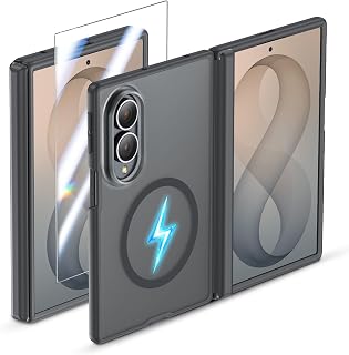 Slim for Samsung Galaxy Z Fold 8 Case Fit for Magsafe with Screen Protector | Hinge Protection, Translucent Matte Magnetic Back, 18FT Military Grade Drop Proof, Phone Case for Fold8 Wide, Black