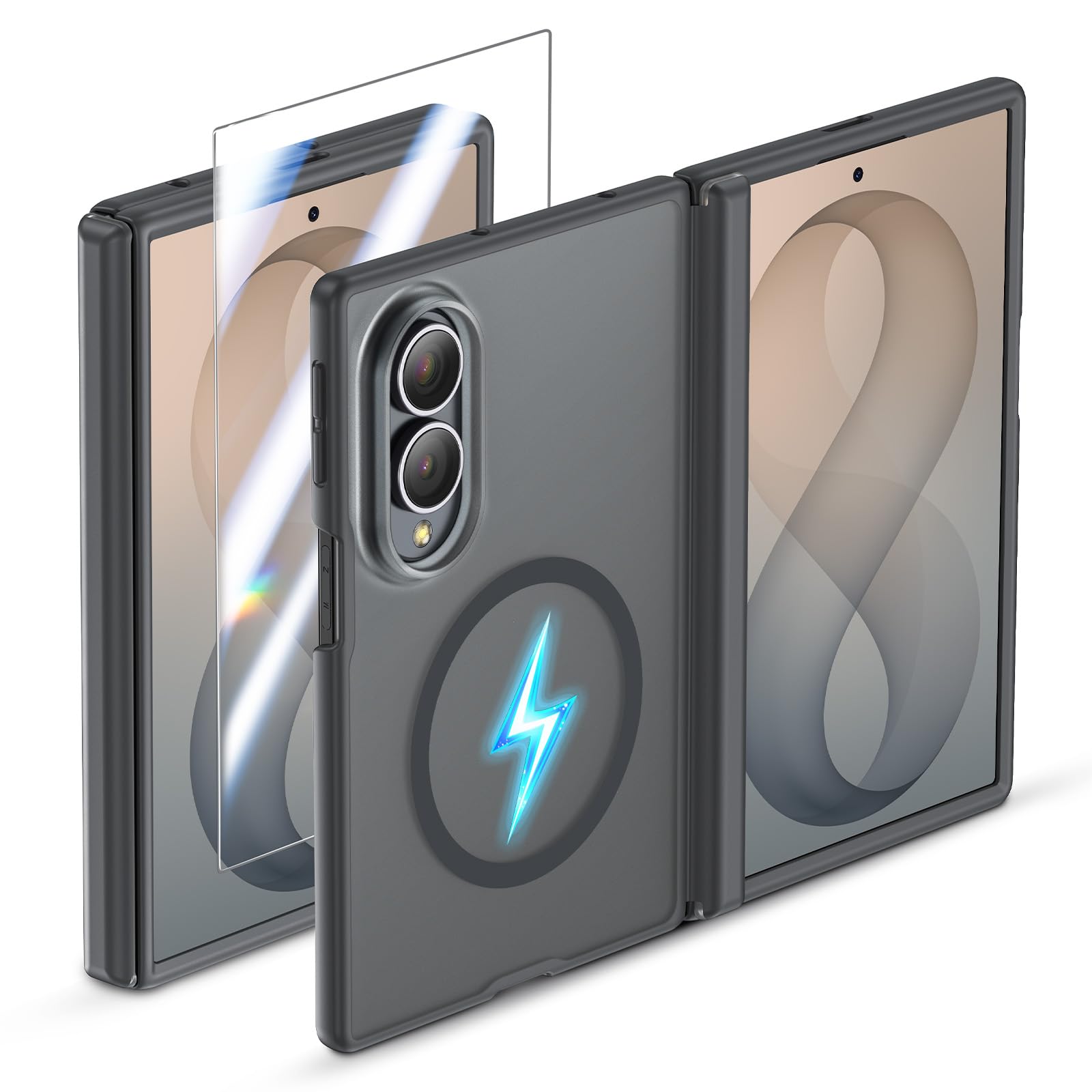 Slim for Samsung Galaxy Z Fold 8 Case Fit for Magsafe with Screen Protector | Hinge Protection, Translucent Matte Magnetic Back, 18FT Military Grade Drop Proof, Phone Case for Fold8 Wide, Black