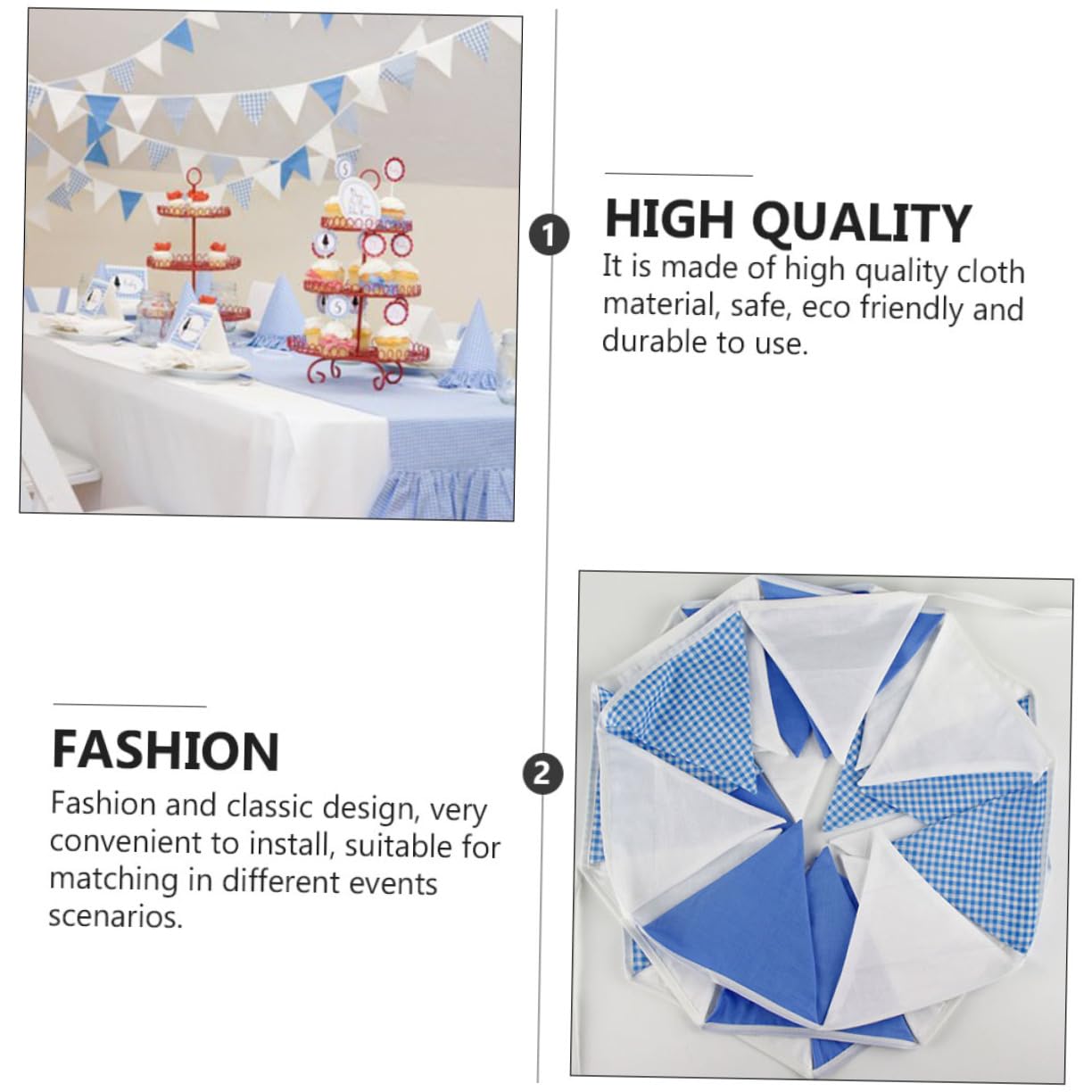 UPKOCH 3piezas Banderines Para Decoración De Fiestas Para Bodas y Cumpleaños Banderas Azules y