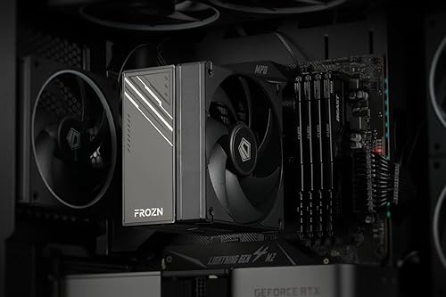 Miniatura 6 de ID-COOLING FROZN A410 Black - Enfriador de CPU de aire negro de 6 pulgadas de altura, tubos de calor de 0.157 x 0.236 in, ventilador FDB de 4.724 x