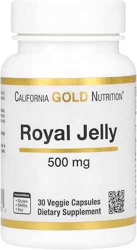 California Gold Nutrition Royal Jelly, concentrada y liofilizada, 500 mg, 30 cápsulas vegetales