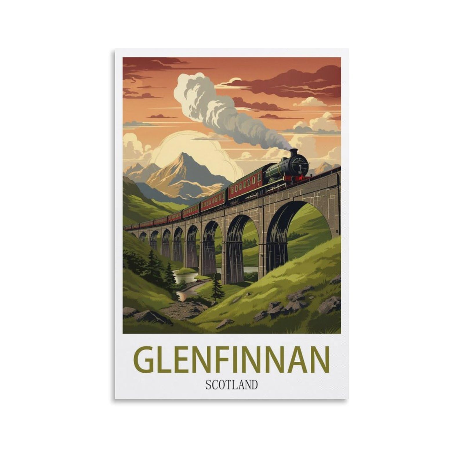 EZMLFA 5D Diamond Art Kits for Beginner,Glenfinnan Scotland Kits for Adults and Kids, Full Drill Round Rhinestone Paint with Diamonds,DIY 5D Diamond Art 50x60cm