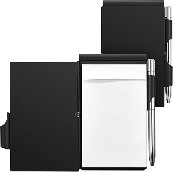 2 Pieces Metal Pocket Notebook with Pen and Refillable