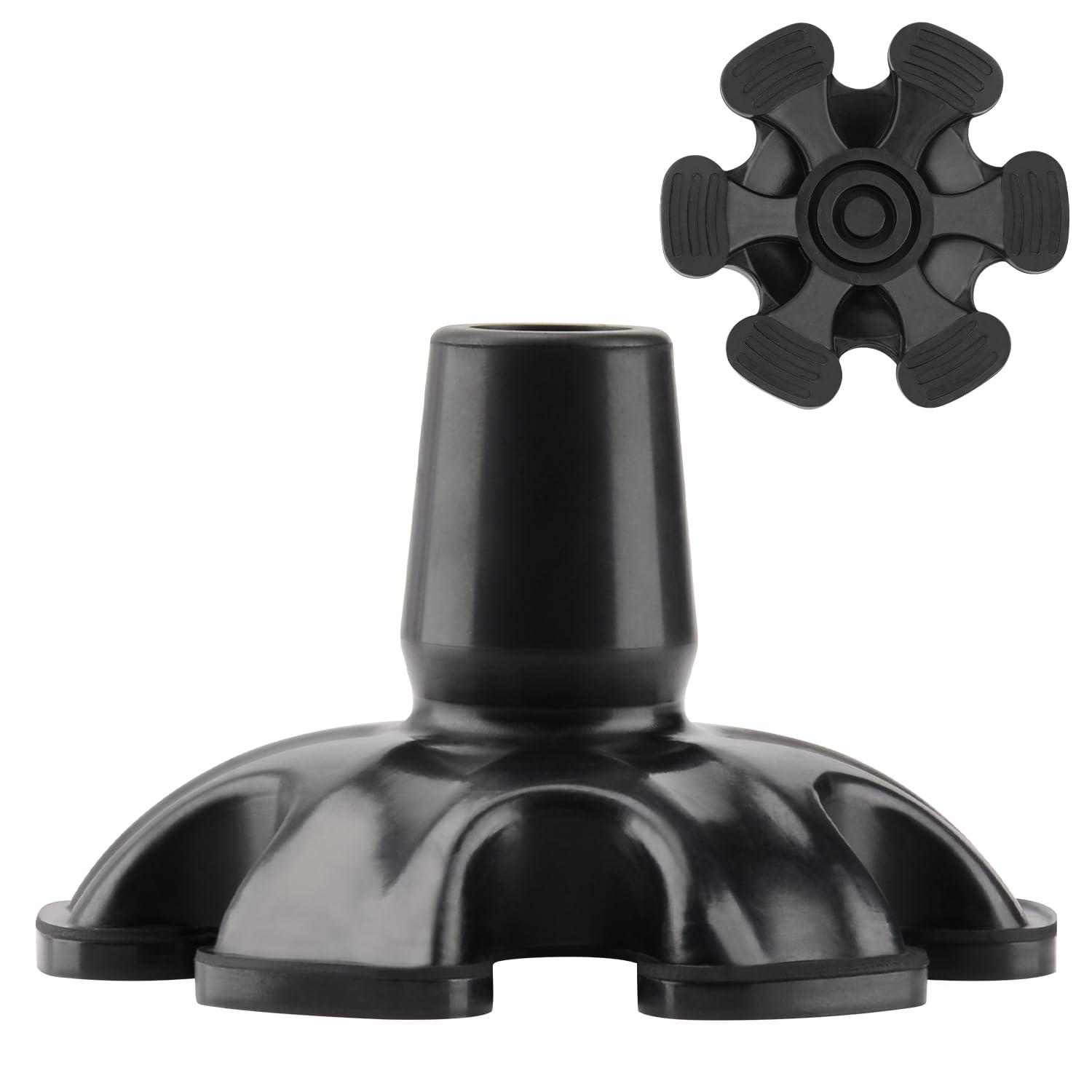 MFE Cane Tip - Rubber Feet Pad for Walking Cane Self Standing - Heavy Duty Stable 6-Prong Replacement Base for Folding Walking Stick End Cap, 5/8 Inch