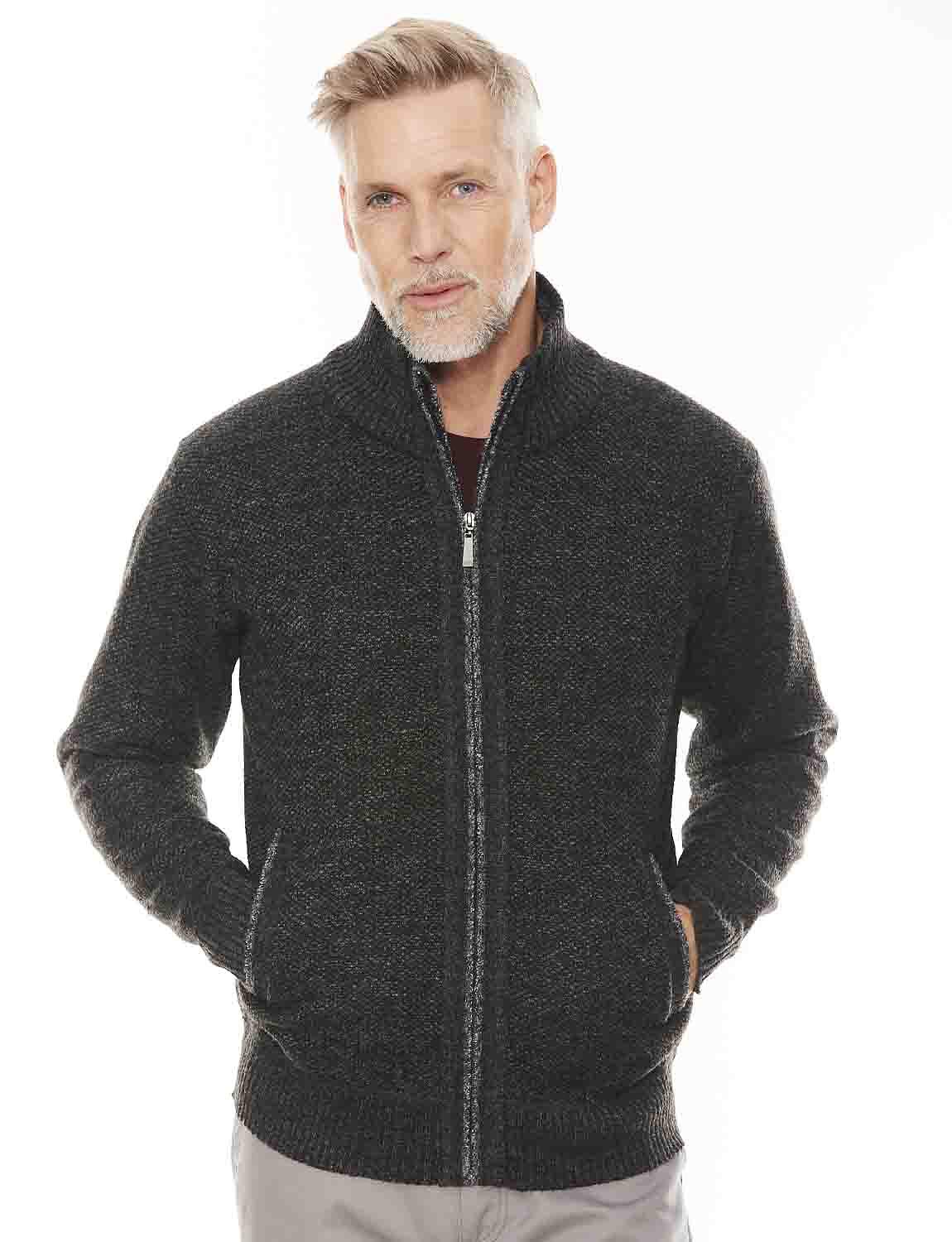 Pegasus Men's Black Full Zip Fleece Zipper Cardigan 44