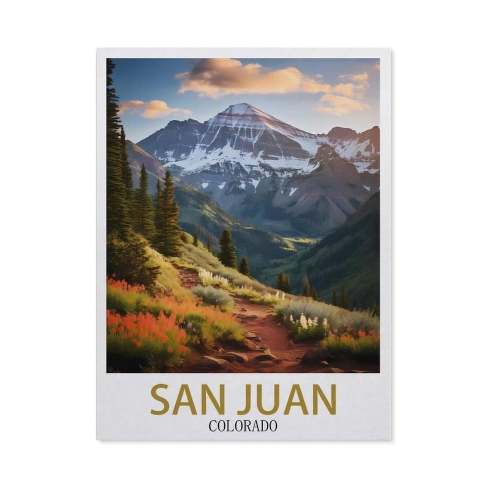 Beayodkp （30 X 40 Cm/11.81 X 15.74 Inches） Diy Diamond Painting，San Juan Colorado Vintage Travel Poster，Cross Stitch Full Drill 5D Embroidery Mosaic Wall Decor Art-Ch43