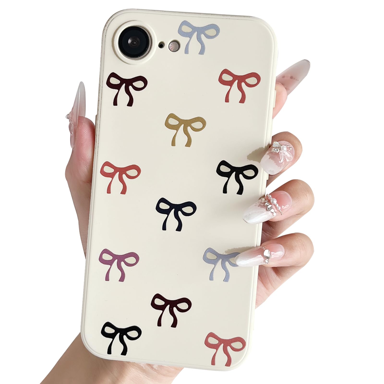 Jmltech Bow Phone Case for iPhone 16E Case for Women Girls Cute Design Soft Silicone Camera Protection Protective Lovely Heart Phone Case for iPhone