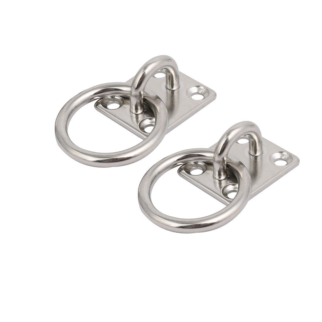 Aexit 2pcs 304 Home hardware Stainless Steel 5mm Thick Rectangle Sail Shade Pad Eye Plate w Ring Model:79as587qo655