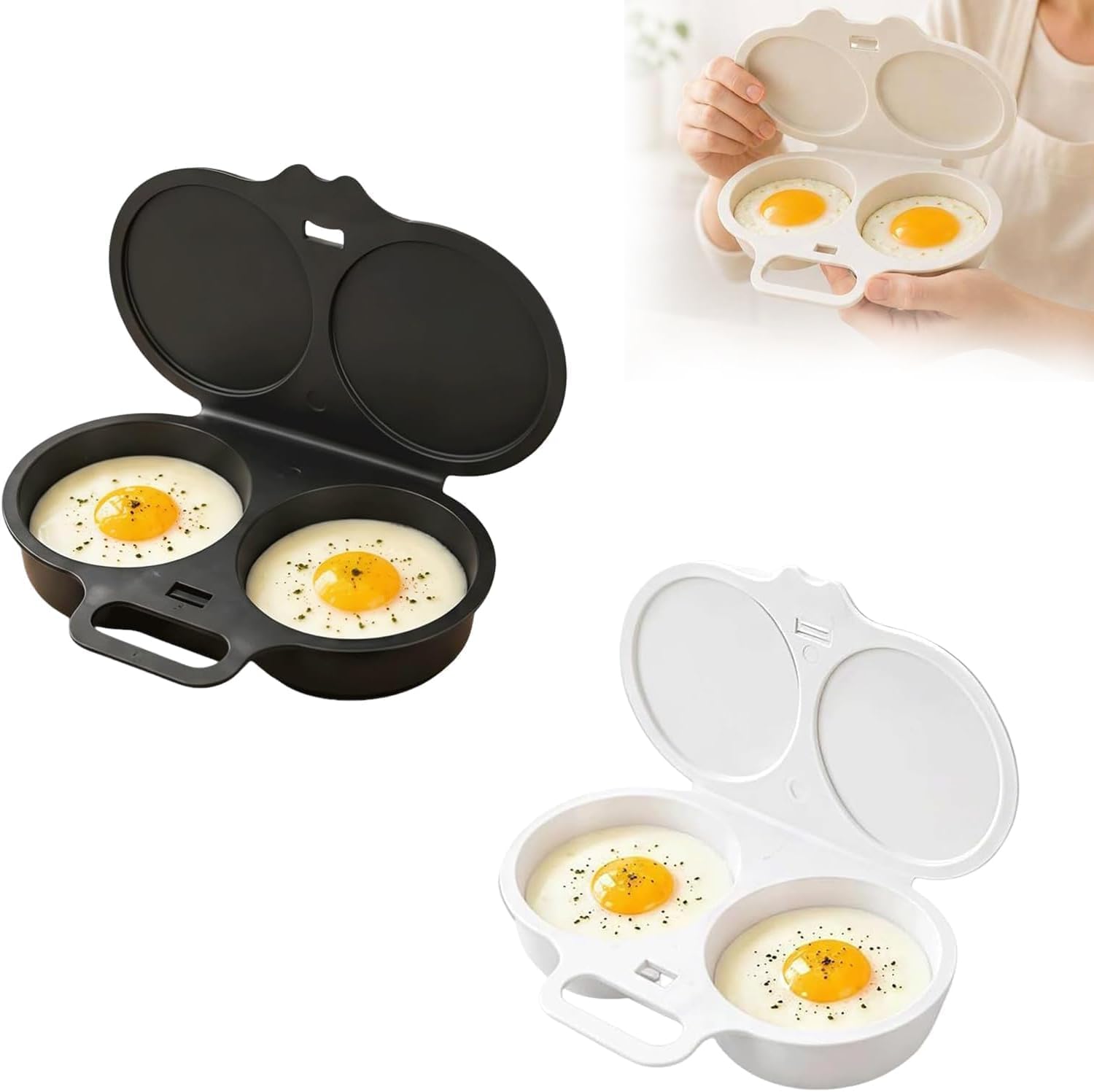 Microwave Egg Poacher, 2Pcs Egg Poacher Microwave With Lid & Handle, Quick Oil-Free Cooking For Home Breakfast, Kitchen Gadgets