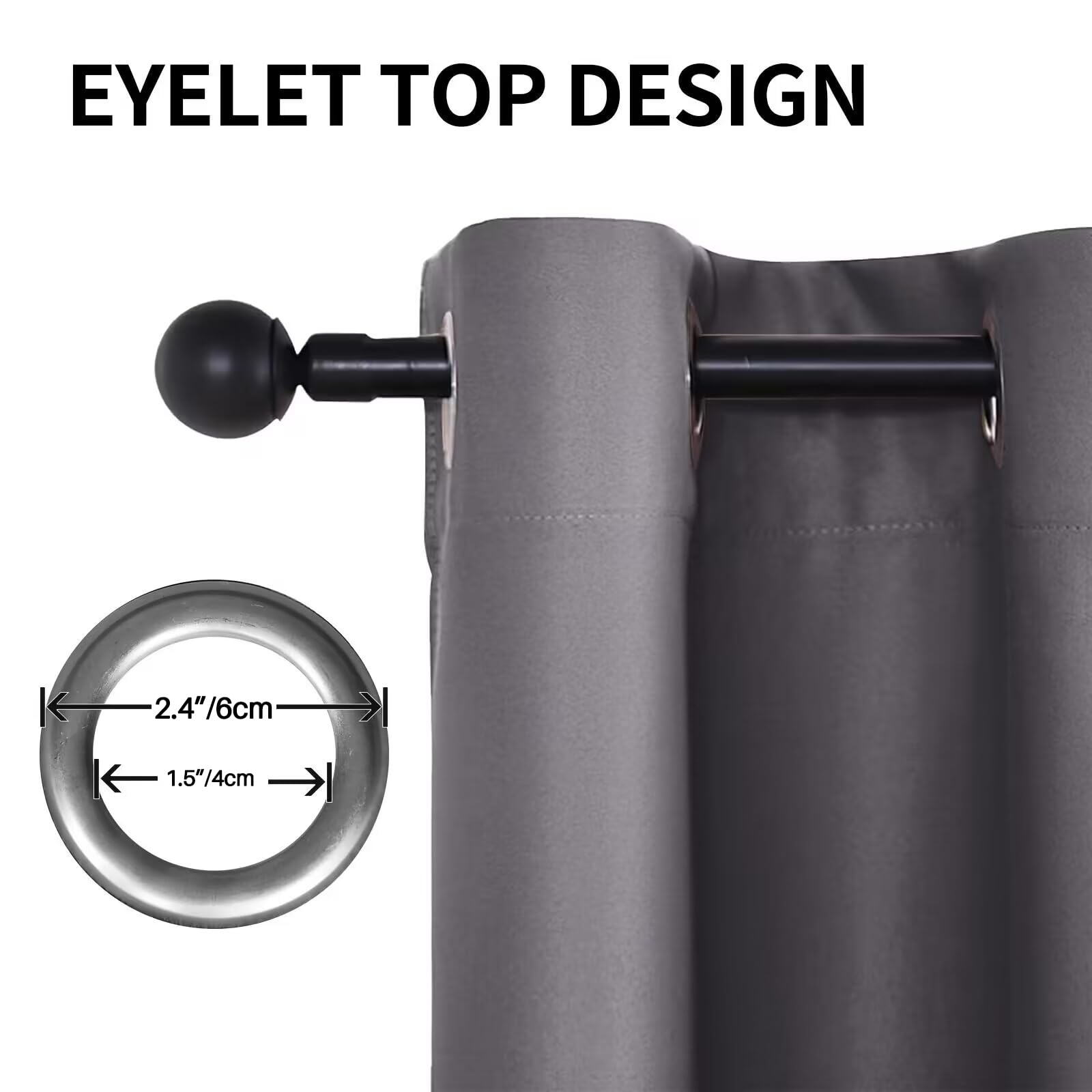 Thermovorhang mit Ösen 1 Stück 120 x 210 cm Thermovorhang Hitzeschutz Schöner Weicher, Sichtschutz Größe Und Farbe Wählbar, Grau