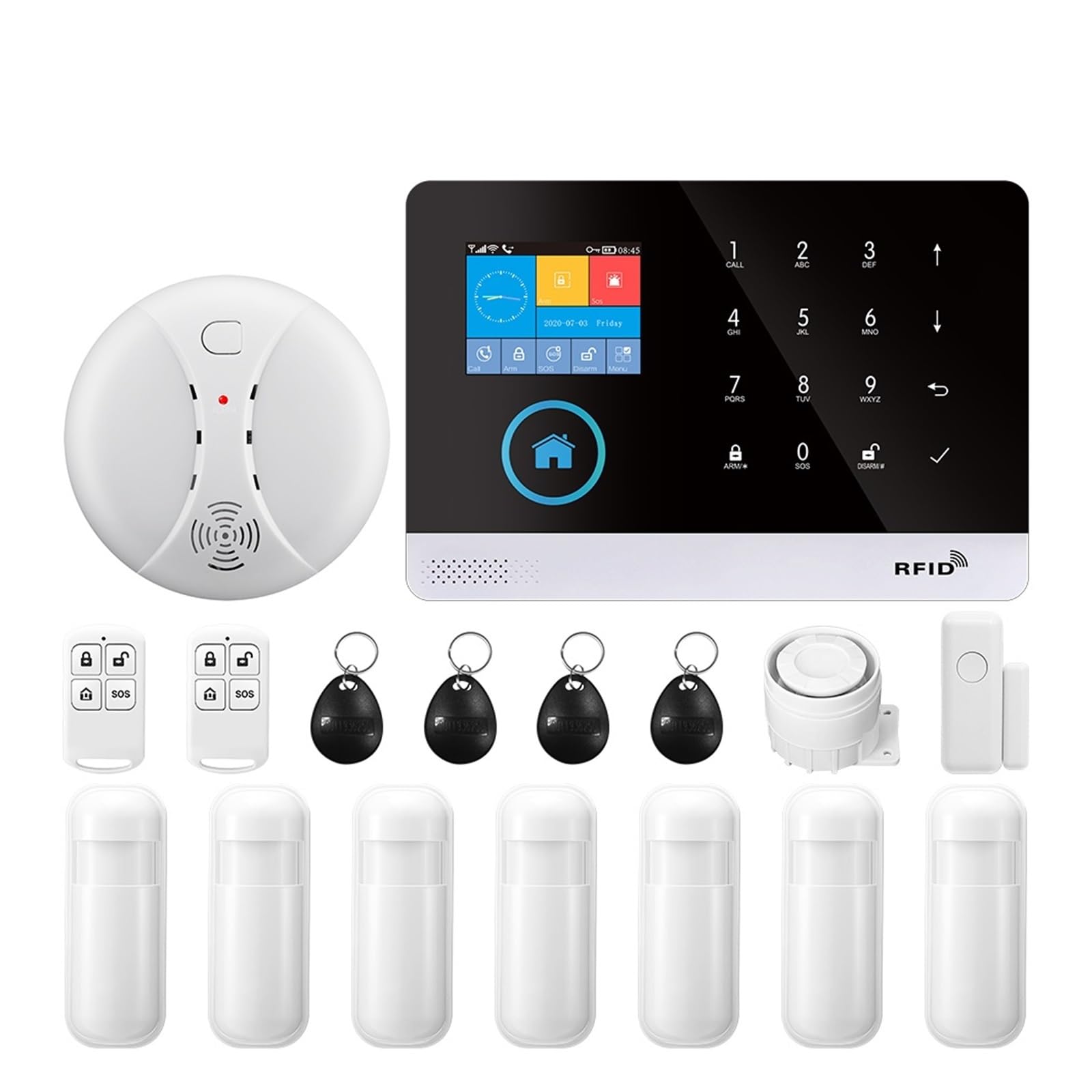 Kit DIY De De Alarma De Seguridad Antirrobo Inteligente Inalámbrico gsm con Sensor De Puerta Y Sensor De Movimiento,Protección Antirrobo(Set 5)