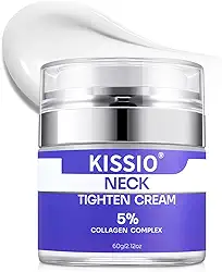 KISSIO Creme para pescoço com 5% complexo de colágeno, creme de aperto de pescoço com peptídeos e aloe vera para firmar, levantar e hidratar, creme corporal, adequado para todos os tipos de pele, 60 g