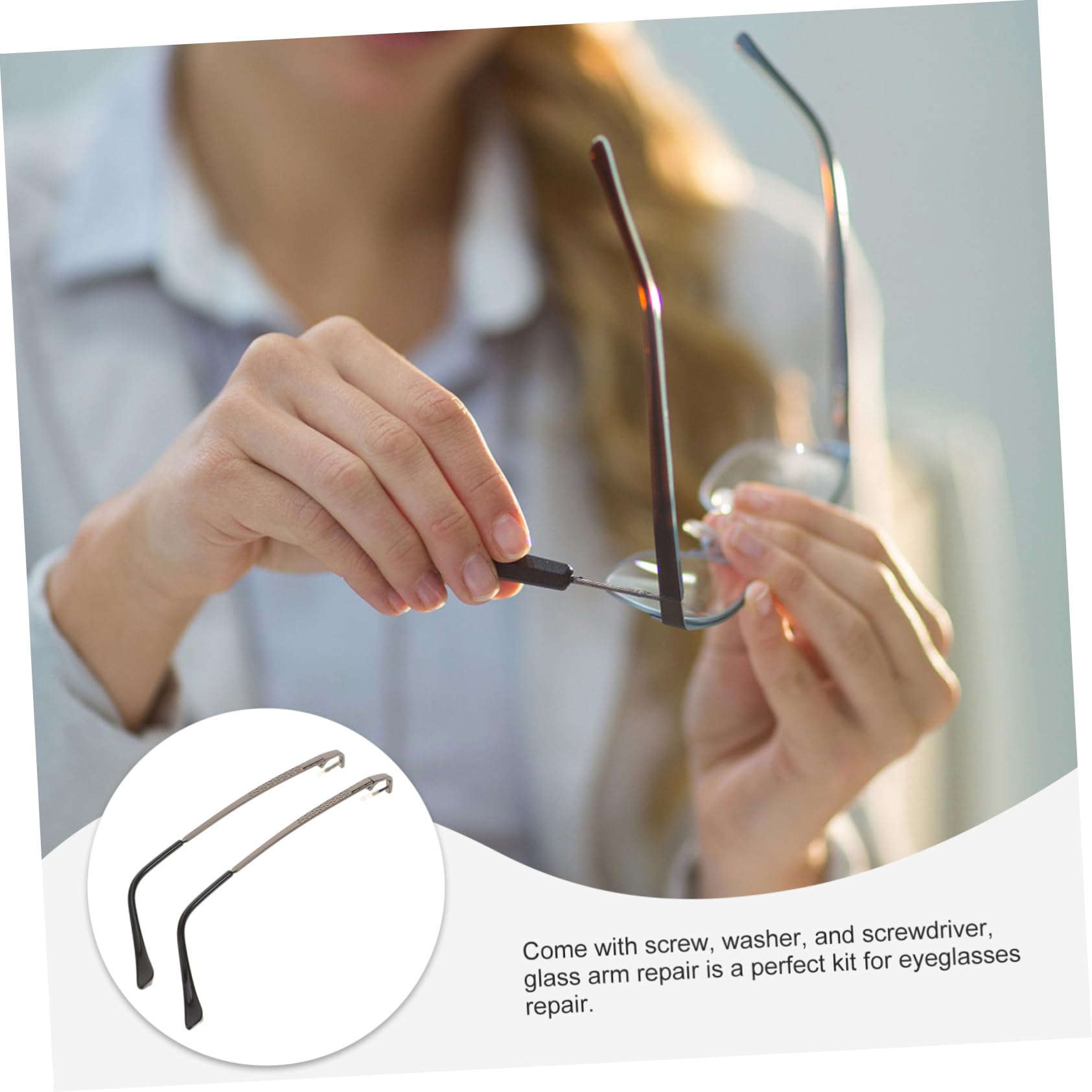 ULTECHNOVO 4juegos Kit De Reparación De Gafas Patillas Metálicas y Destornillador Incluye Almohadillas Nasales y Tornillos Para Gafas De Sol y Ópticas Accesorios Prácticos Para Hombres y