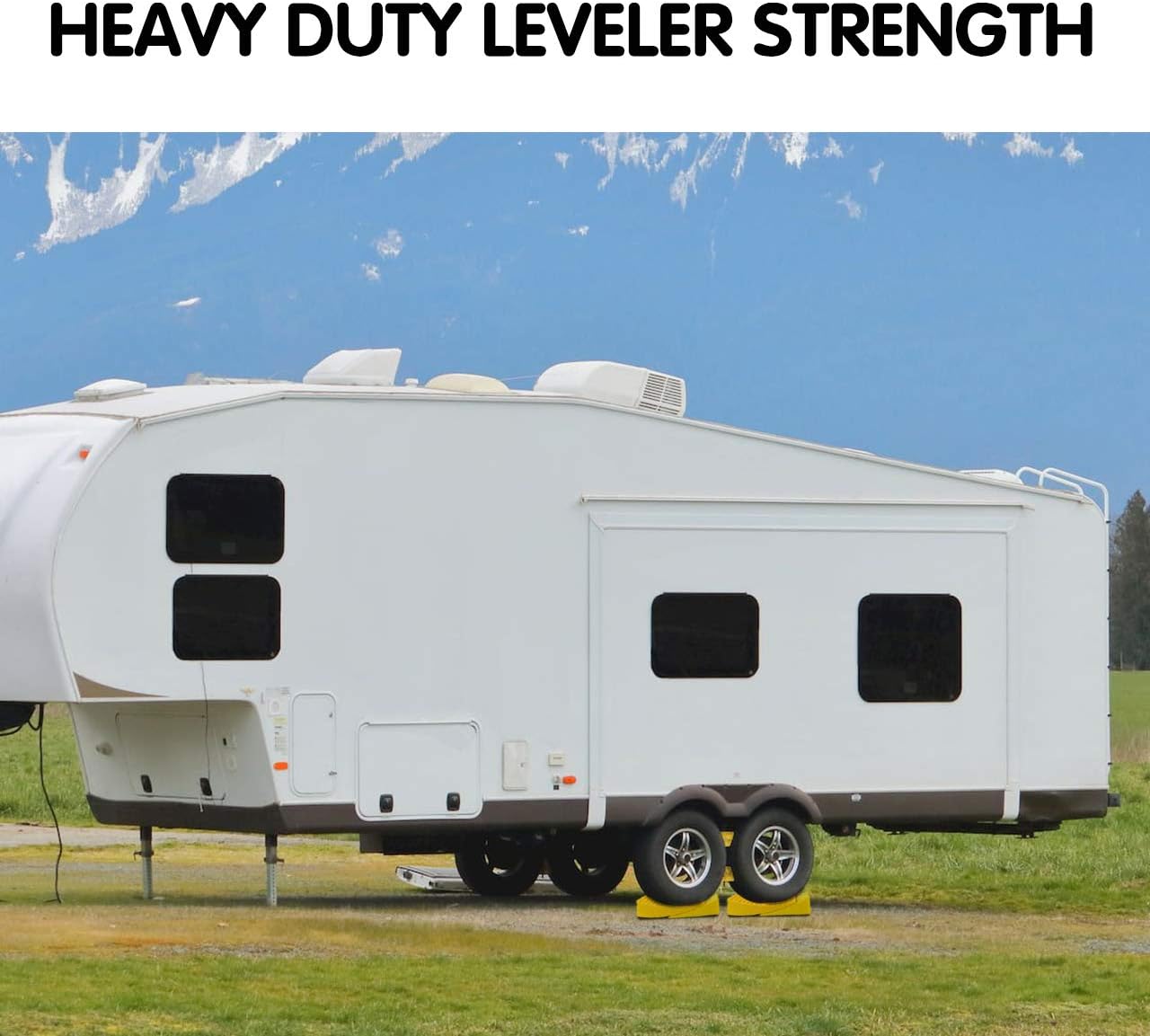 Eazy2hD Camper Leveler 2 Pack - RV Leveling Blocks, Includes Two Curved Levelers, Two Chocks, and Two Rubber Grip Mats, Heavy Duty Leveler Works for Camper : Automotive