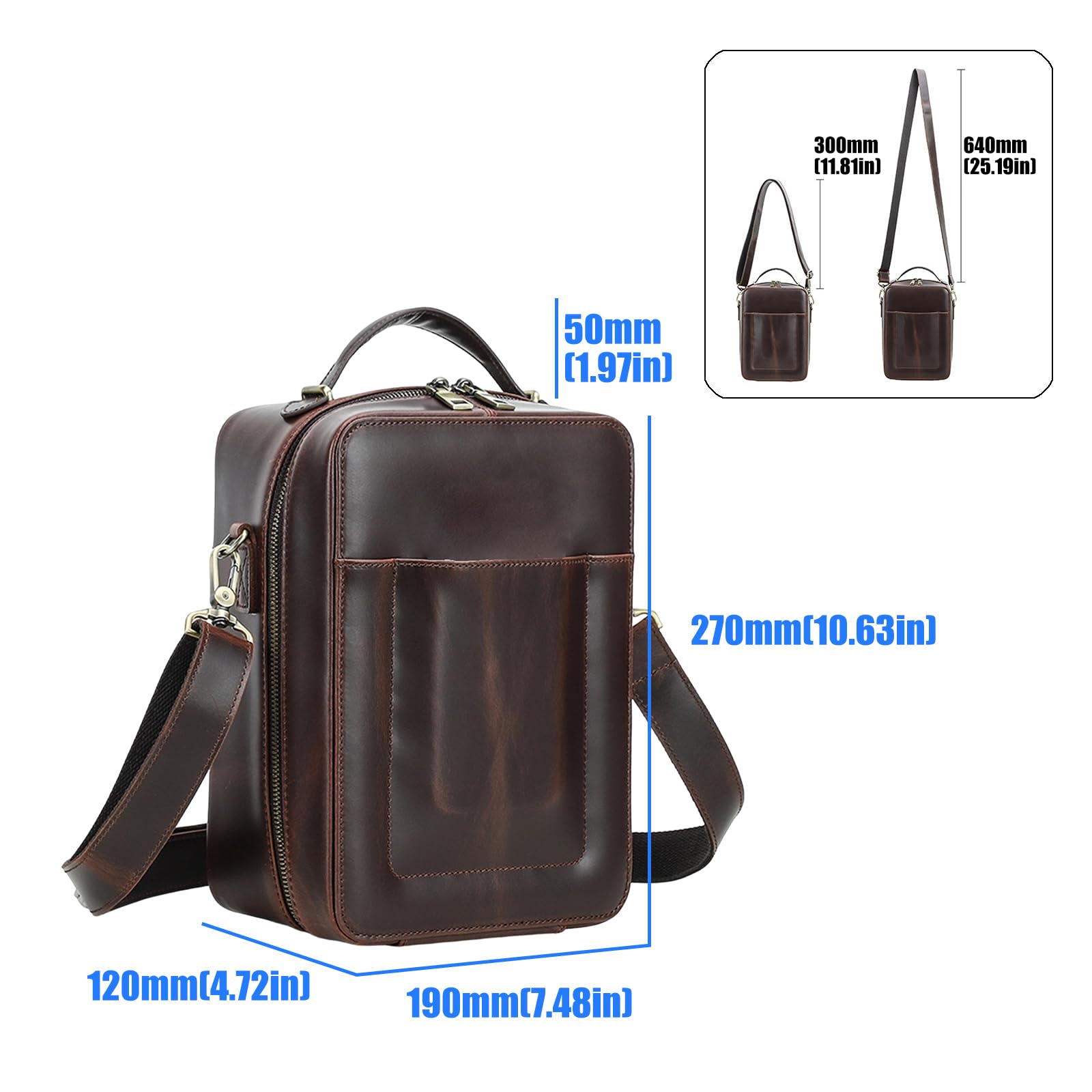 Custodia da viaggio impermeabile per cuffie con organizzazione intelligente e spaziose tasche eleganti in pelle marrone
