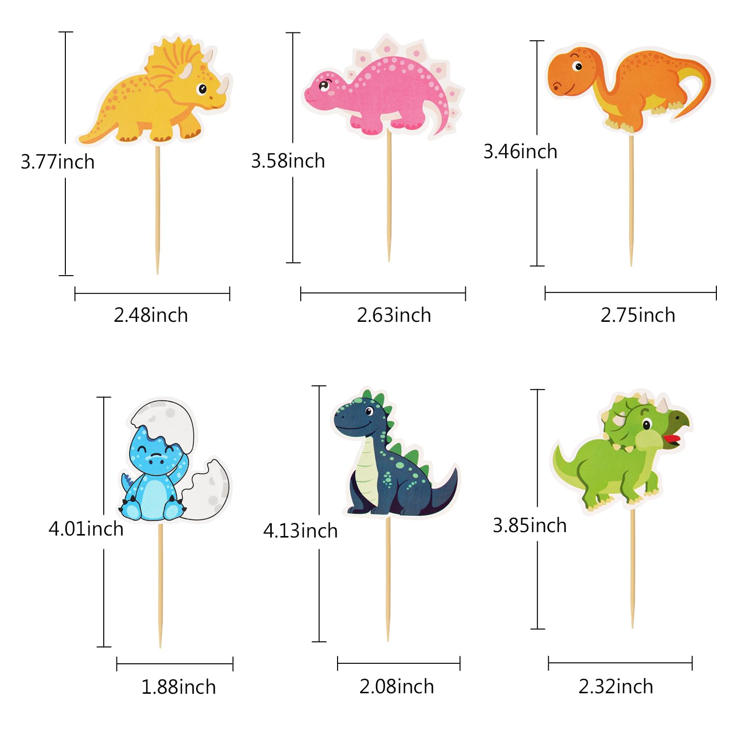24Pcs Dinosaur Cupcake Toppers Picks for Dino Theme Baby Shower Kids Birthday Party Decoration