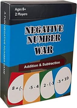 Negative Number War - A Fun Pre-Algebra Math Game for Kids 8-12 and Adults. Practice Adding and subtracting Negative Numbers While Having Fun!
