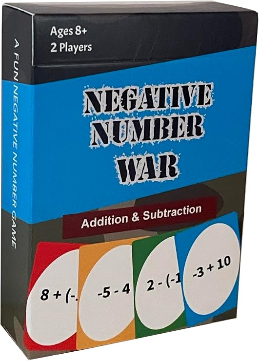 Negative Number War - A Fun Pre-Algebra Math Game for Kids 8-12 and Adults. Practice Adding and subtracting Negative Numbers While Having Fun!