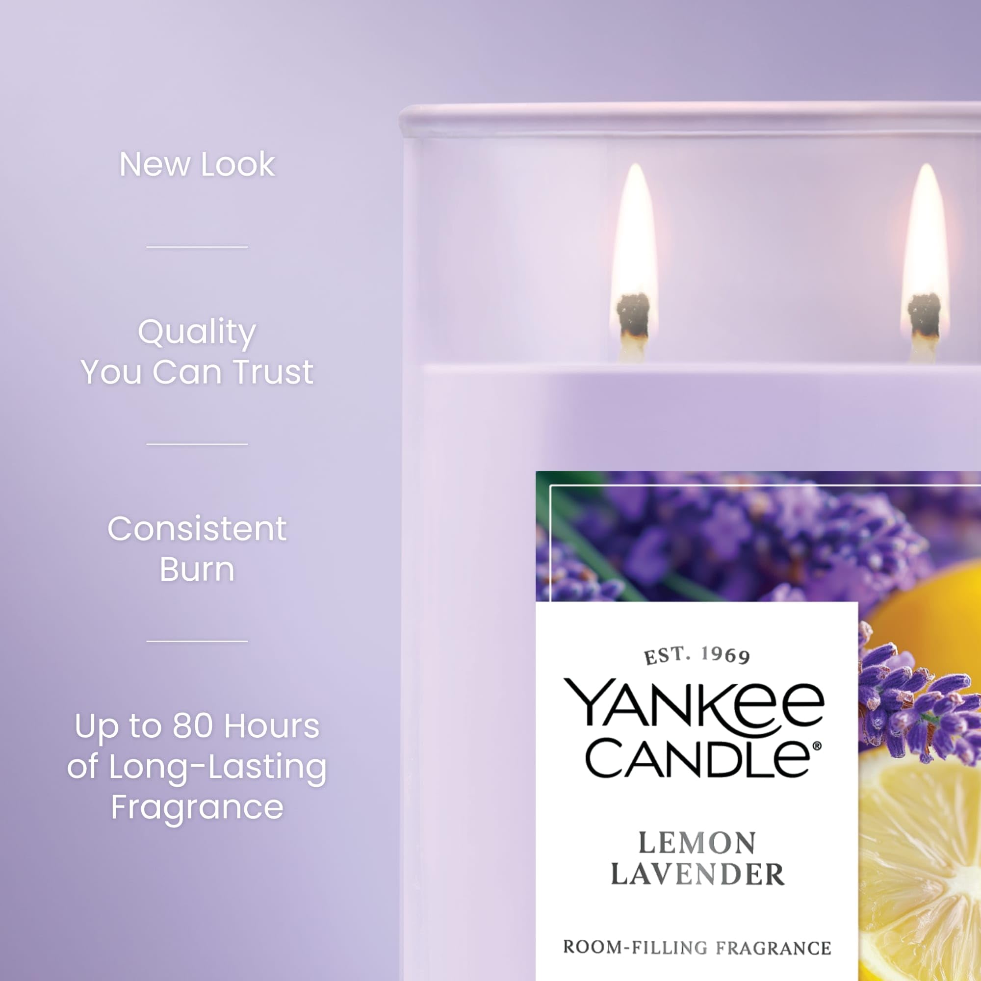 Yankee Candle Duftkerze im Glas, Zitronen-Lavendel, groß