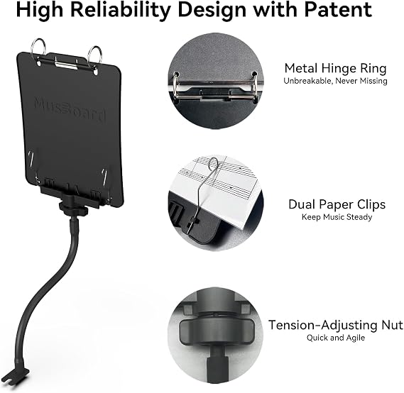 Snare Lyre SB10, Adjustable Marching Band Lyre for Snare & Bass Drum with Flip Folder, Includes 10 Refill Sleeves