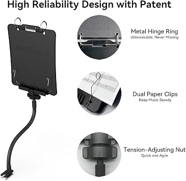 Snare Lyre SB10, Adjustable Marching Band Lyre for Snare & Bass Drum with Flip Folder, Includes 10 Refill Sleeves