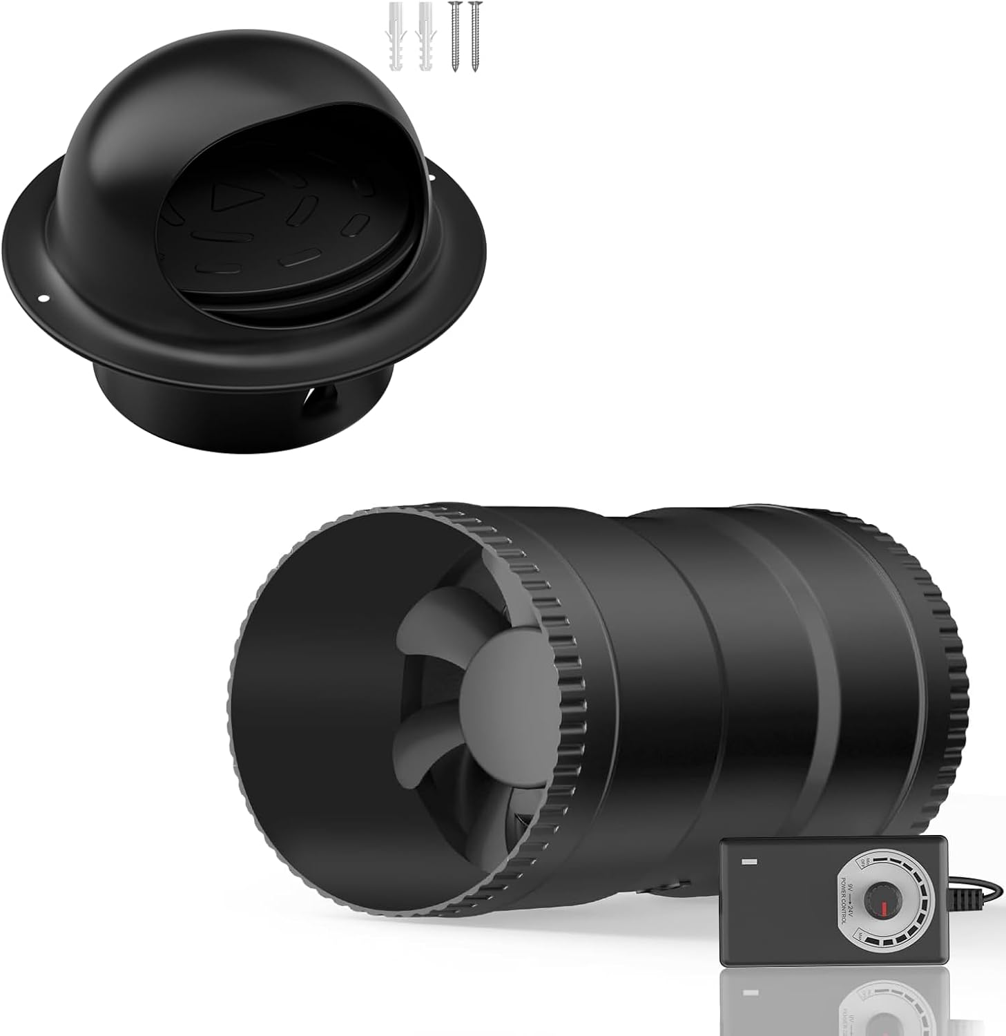 Hon&Guan 4 Inch Inline Booster Duct Fan with 4 inch dryer vent