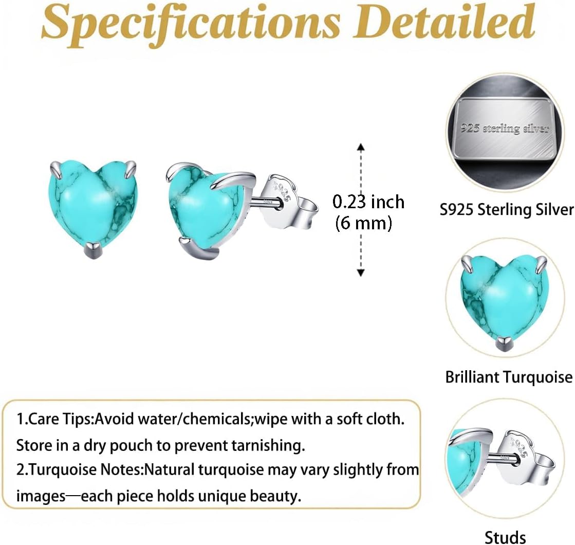 Prismata Moonstone/Opal/Turquoise Earrings Stud for Women 925 Sterling Silver Moonstone/Opal/Turquoise Stud Earrings Trendy Jewelry Gifts for Women Mom Her - Image 6