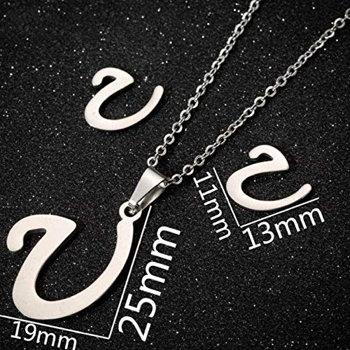 Preisvergleich Produktbild CKAWM Halskette U - Tiny Anfangsbuchstabe Edelstahl Personalisierte Alphabet Ohrringe Alltagsschmuck Brautjungfern